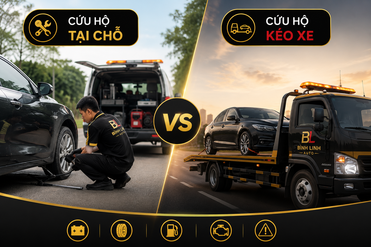 Cứu hộ kéo xe và cứu hộ tại chỗ khác nhau thế nào?