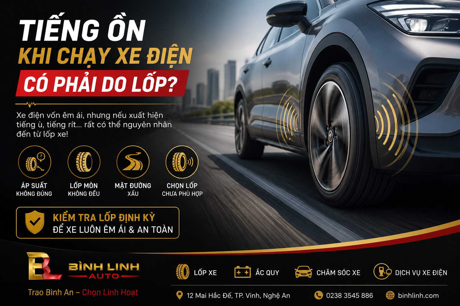 Tiếng ồn khi chạy xe điện — Có phải do lốp?