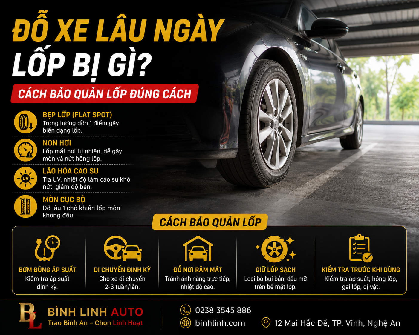 Đỗ Xe Lâu Ngày Lốp Bị Gì? Cách Bảo Quản Lốp Đúng Cách