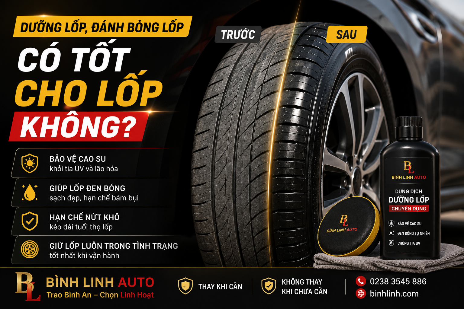 Dưỡng Lốp, Đánh Bóng Lốp Có Tốt Cho Lốp Không? – Lợi ích và lưu ý khi sử dụng