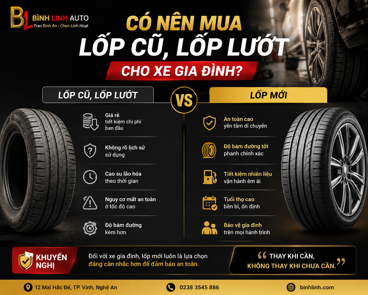 Có nên mua lốp cũ, lốp lướt cho xe gia đình?