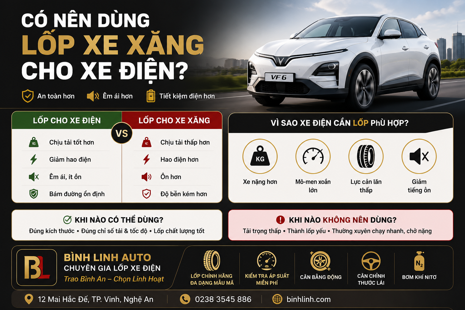 Có nên dùng lốp xe xăng cho xe điện không?