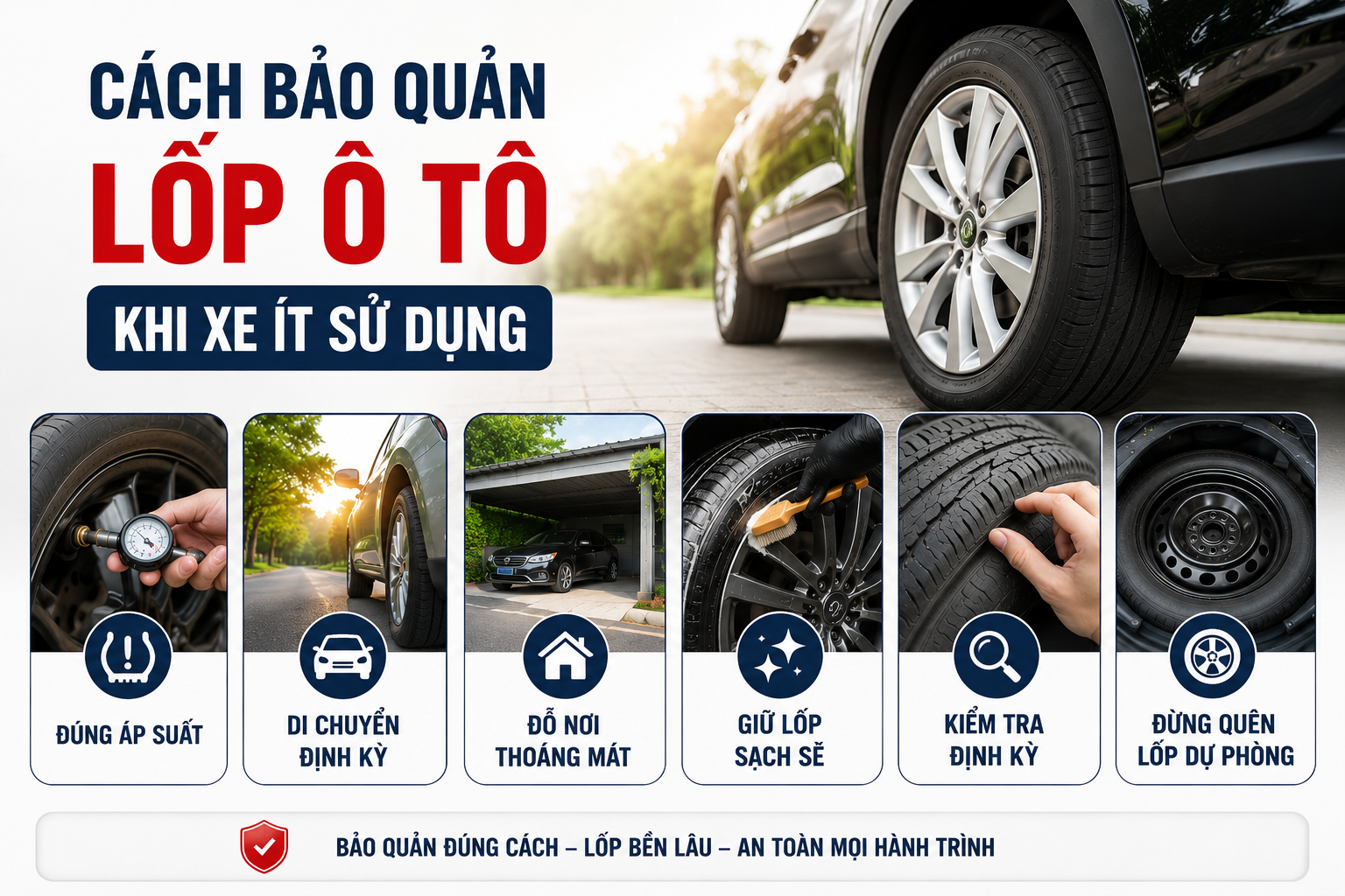 Cách Bảo Quản Lốp Ô Tô Khi Xe Ít Sử Dụng Để Kéo Dài Tuổi Thọ
