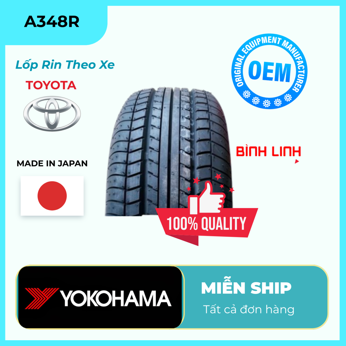 Lốp Yokohama 215/60R16 95V A348R WTTONZ - xuất xứ Nhật Bản K8459
