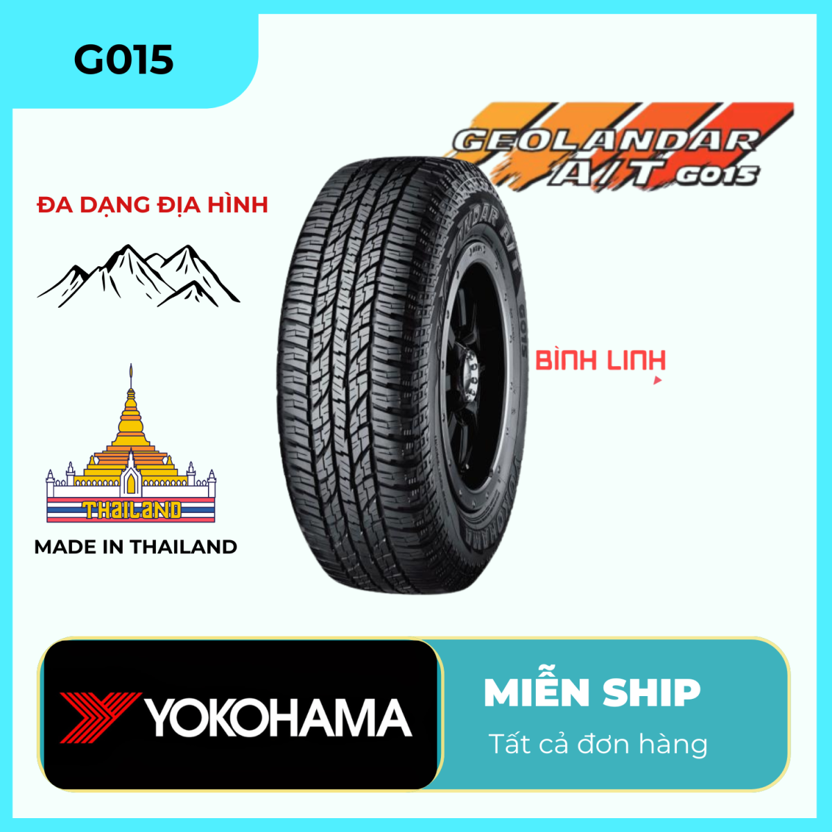 Lốp Yokohama 265/65R17 B0T G015 XOLL WORP GEOLANDAR - xuất xứ Thái Lan R1136
