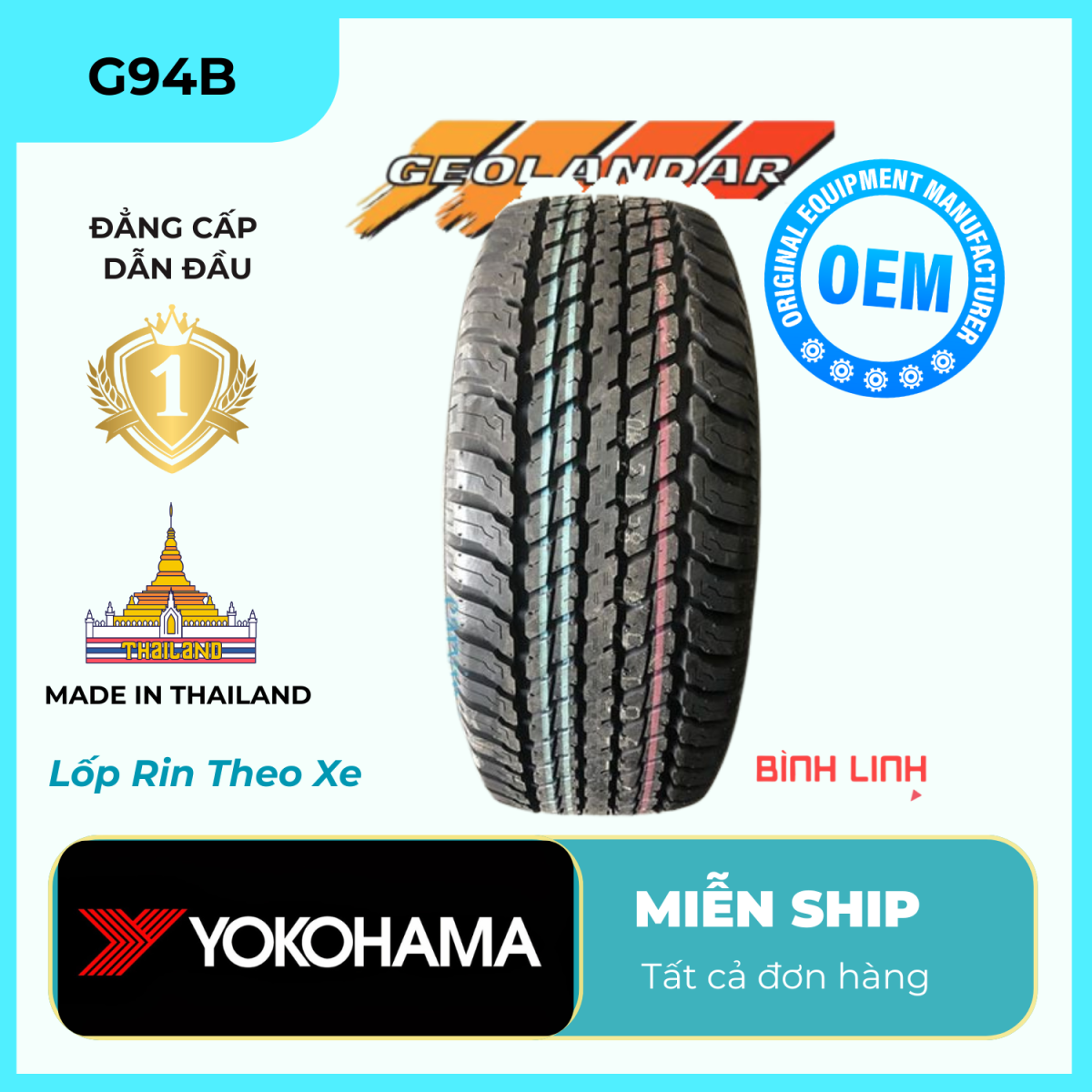 Lốp Yokohama 265/60R18 110H G94BV GEOLANDAR - xuất xứ Thái Lan R6675