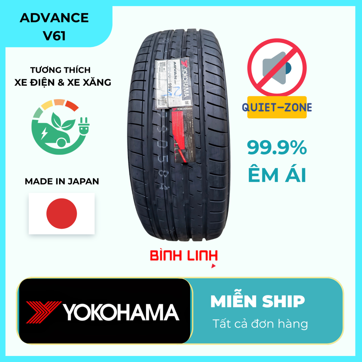 Lốp Yokohama 235/55R19 105V V61 ADVAN - xuất xứ Nhật Bản S0585
