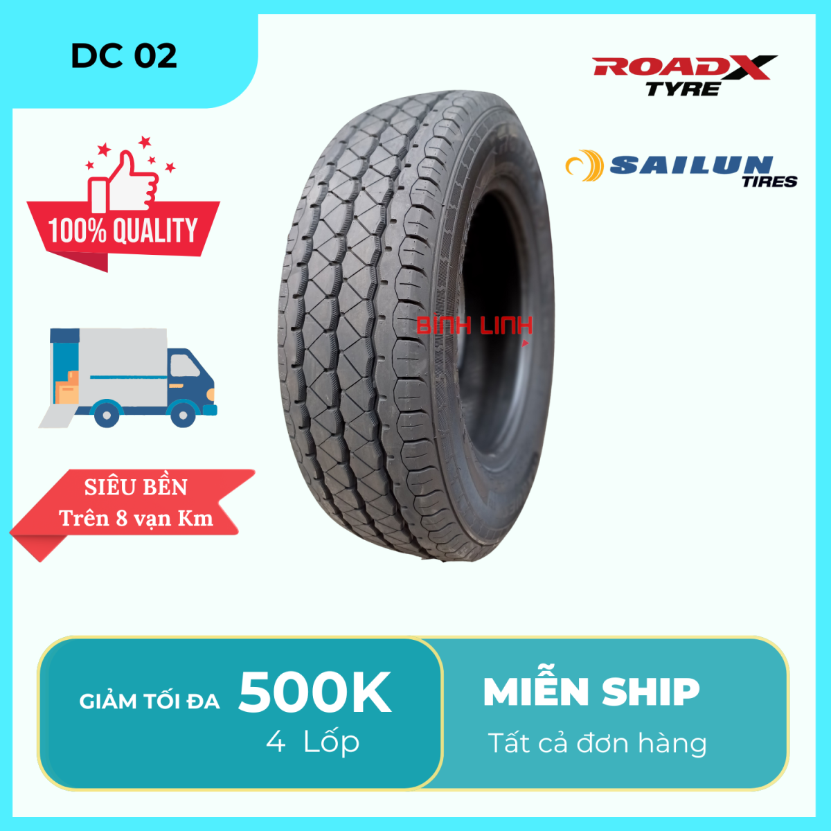 LỐP ROADX 195/75R16C 107/105R 8PR DC02